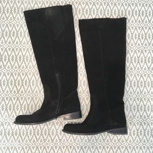 Black Suede Knee Boots • Garnet Hill • Size 6.5